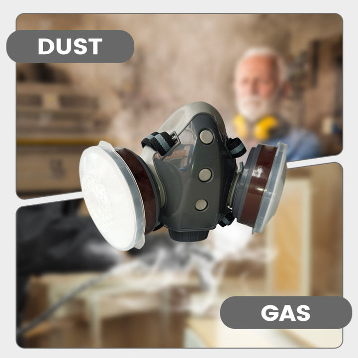 🎁Senaste dagskampanj 50% rabatt🔥Skydd som fungerar - gasmask med dubbla filter och aktivt kol
