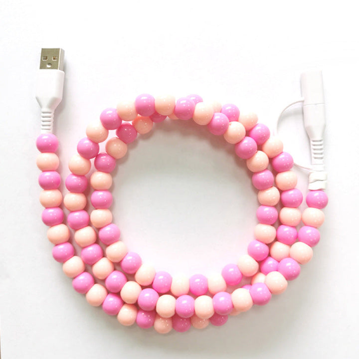 🔥Nya heta produkter🔥2-In-1 USB till typ-C ＆ Belysning Pärlbeströdd laddningsslad🌈