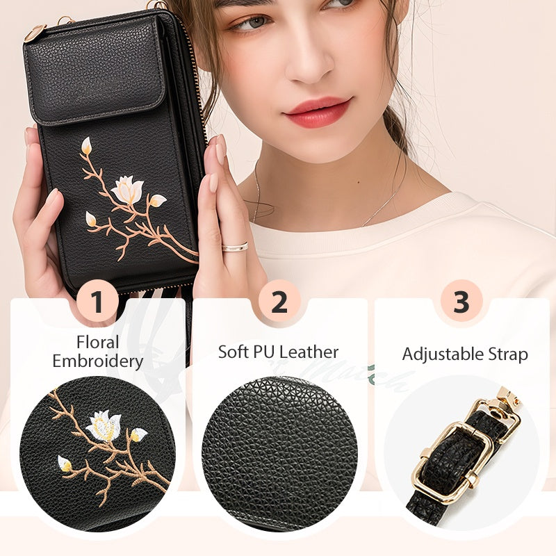 Broderad Blommig Retro Mini Crossbody-väska
