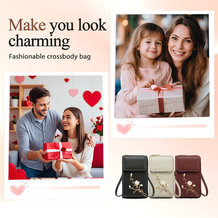 Broderad Blommig Retro Mini Crossbody-väska