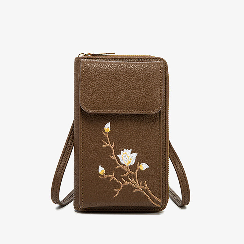 Broderad Blommig Retro Mini Crossbody-väska