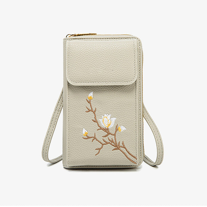 Broderad Blommig Retro Mini Crossbody-väska