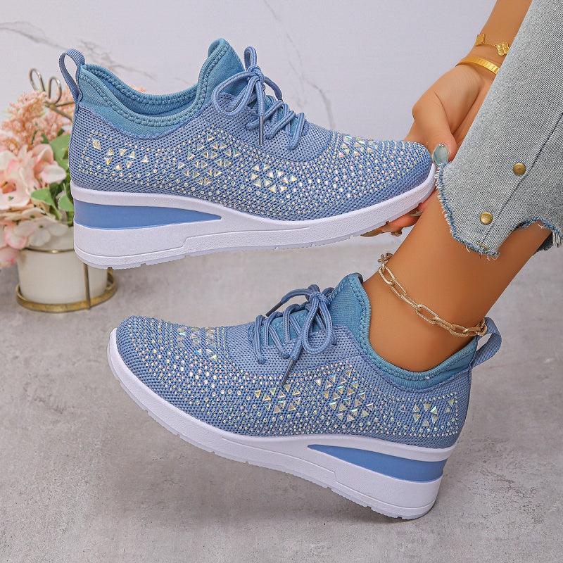 🔥Sista dagen-kampanj 50 % RABATT – Casual dammode, andningsbara korrigering sneakers med strassdekoration