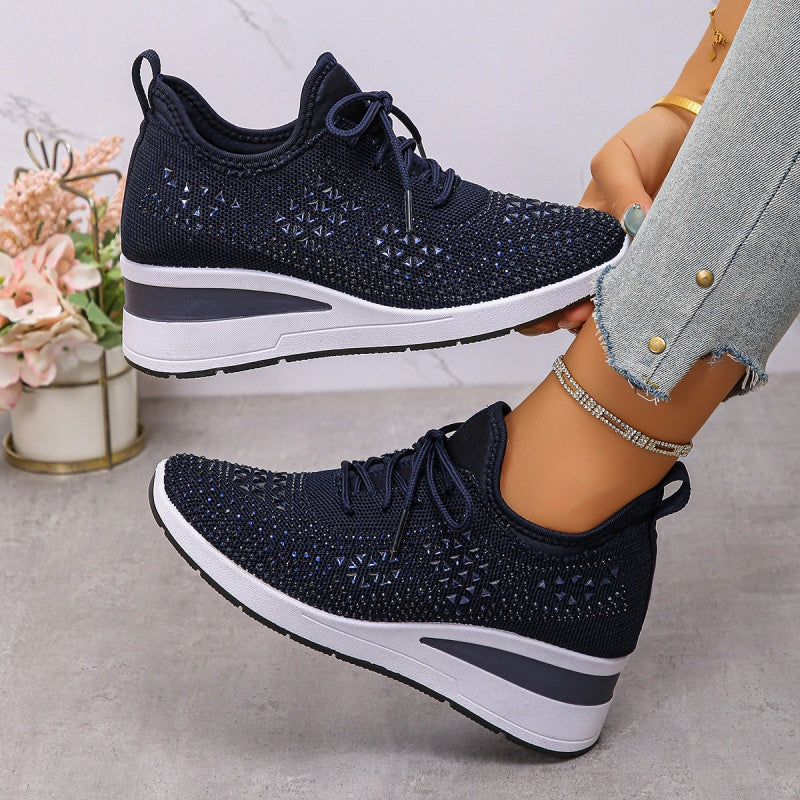 🔥Sista dagen-kampanj 50 % RABATT – Casual dammode, andningsbara korrigering sneakers med strassdekoration