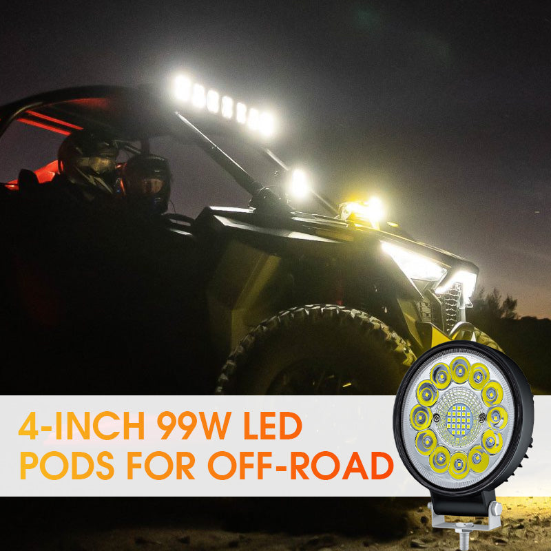 4-tums 99W LED-pod för terrängfordo