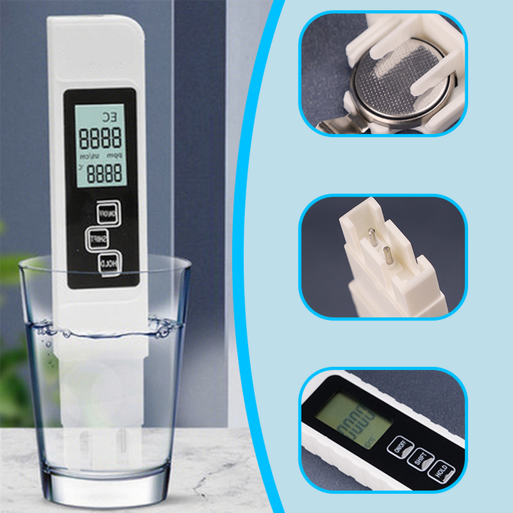 💧 KÖP 2 FÅ 3! ✨ 3-i-1 TDS Vattenkvalitetstestare - Mäter pH, Klor och Hårdhet med LCD-display för Pool och Akvarium 🌊📱