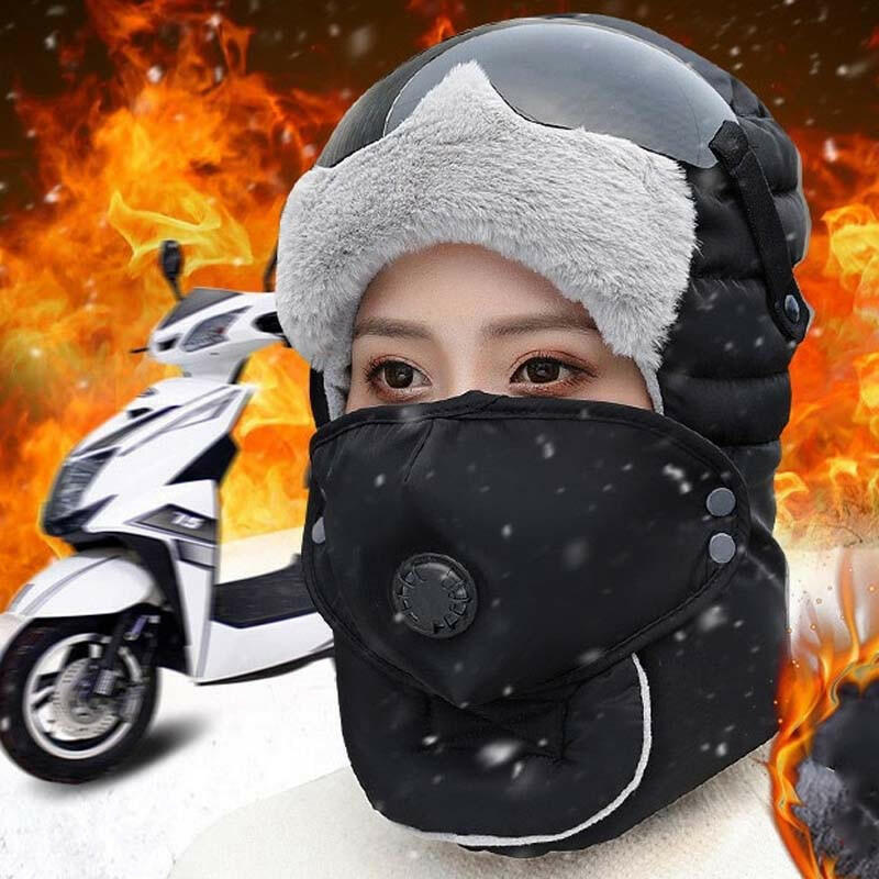 🧢 55 % RABATT NU! ✨ Termisk mössa med avtagbar andningsventilmask – vindskyddande fleece med justerbar rem för extremt kallt väder ❄️🔒