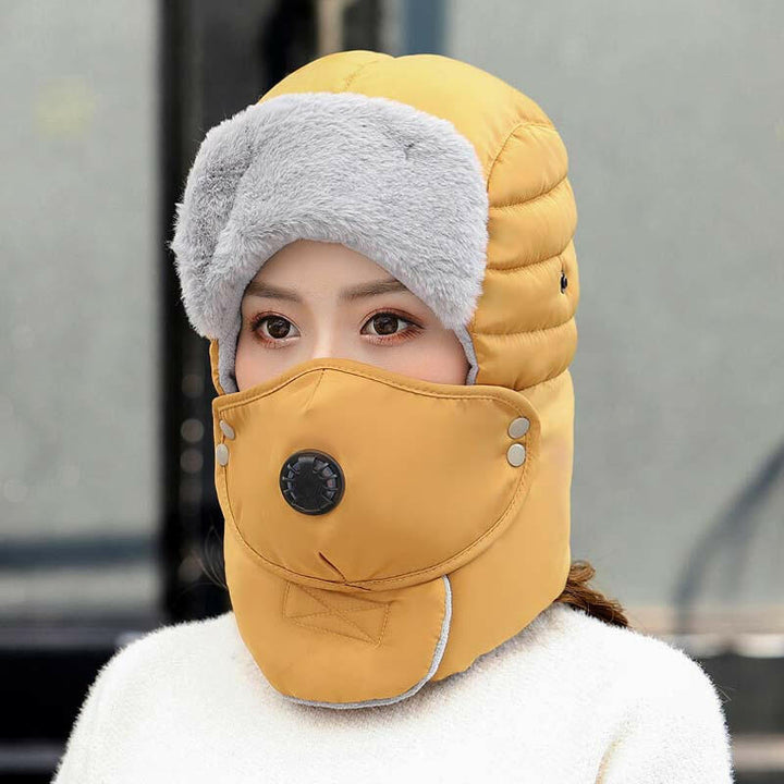 🧢 55 % RABATT NU! ✨ Termisk mössa med avtagbar andningsventilmask – vindskyddande fleece med justerbar rem för extremt kallt väder ❄️🔒