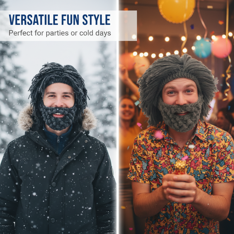 📢📢50 % rabatt!! ⏰ Punkhatt med peruk och stickad skägg – Unik stil, färdig att bära & kostymtillbehör 💥