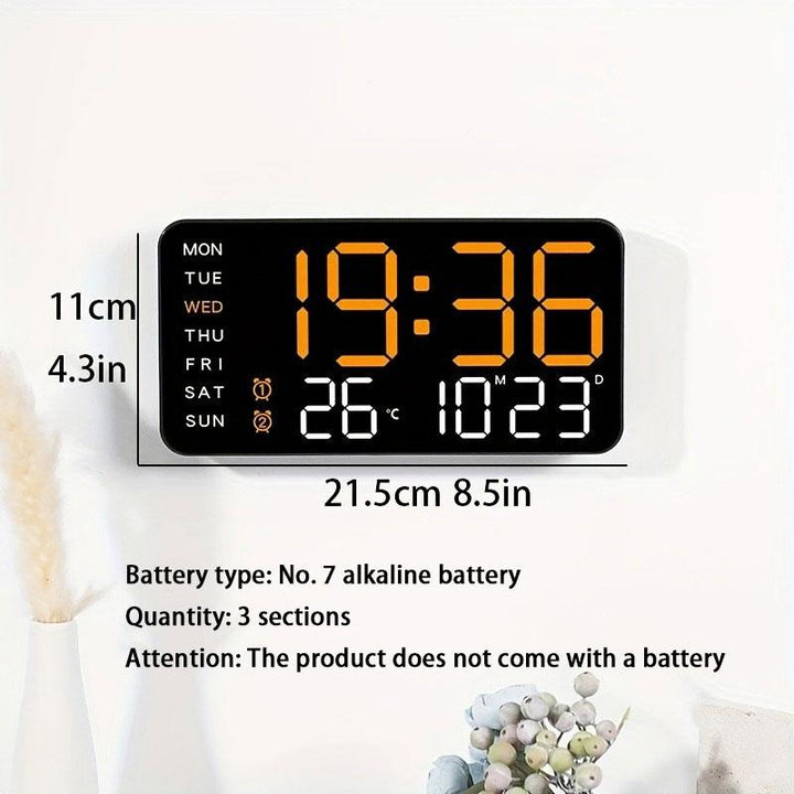 ⏰ Endast nu 50% rabatt!🔥Stor digital väggklocka med LED-display, datum och termometer