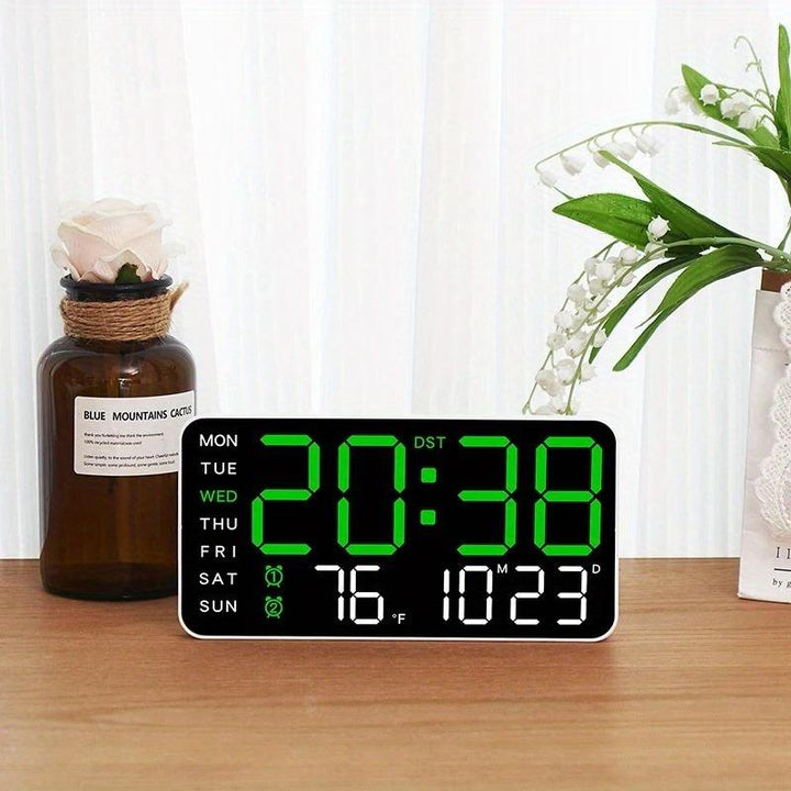 ⏰ Endast nu 50% rabatt!🔥Stor digital väggklocka med LED-display, datum och termometer