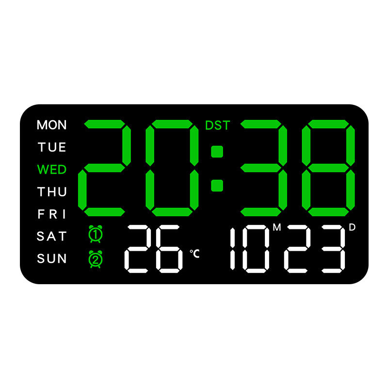 ⏰ Endast nu 50% rabatt!🔥Stor digital väggklocka med LED-display, datum och termometer