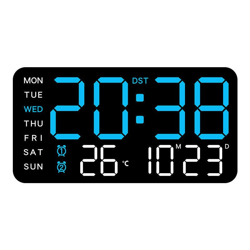 ⏰ Endast nu 50% rabatt!🔥Stor digital väggklocka med LED-display, datum och termometer