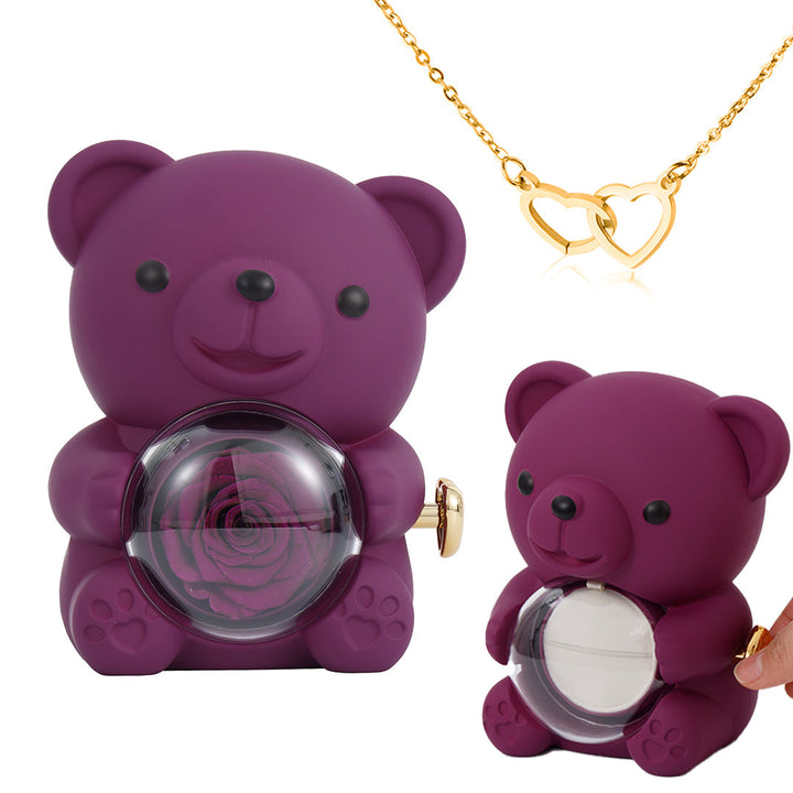⏰🌹Valentinsdagens överraskningsrea 50 % RABATT!!💝Söt nallebjörn med konserverad ros – halsband📿+evig ros🌹+nallebjörn🧸