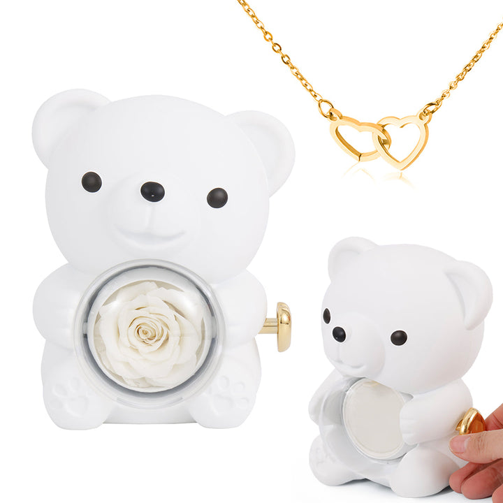 ⏰🌹Valentinsdagens överraskningsrea 50 % RABATT!!💝Söt nallebjörn med konserverad ros – halsband📿+evig ros🌹+nallebjörn🧸
