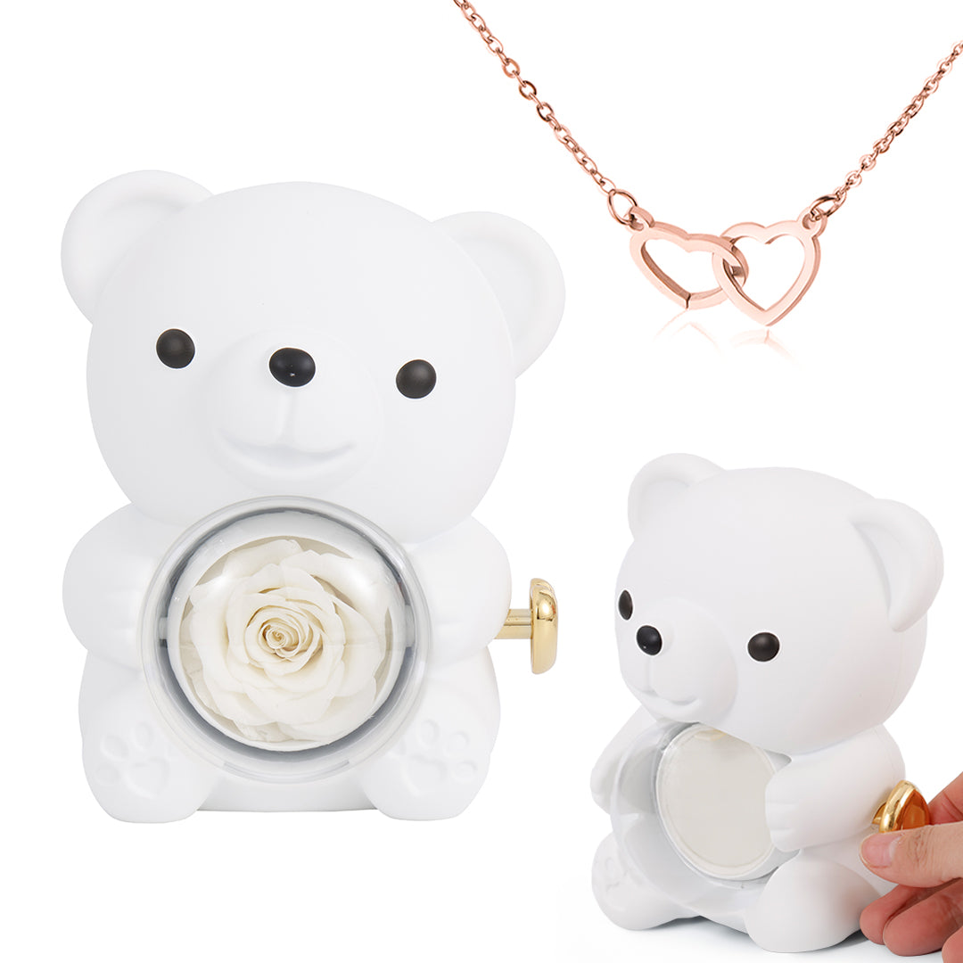 ⏰🌹Valentinsdagens överraskningsrea 50 % RABATT!!💝Söt nallebjörn med konserverad ros – halsband📿+evig ros🌹+nallebjörn🧸
