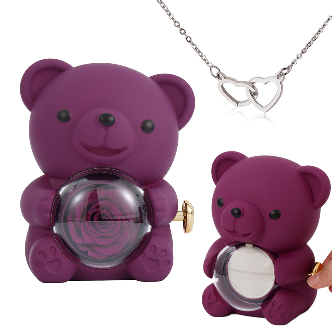 ⏰🌹Valentinsdagens överraskningsrea 50 % RABATT!!💝Söt nallebjörn med konserverad ros – halsband📿+evig ros🌹+nallebjörn🧸